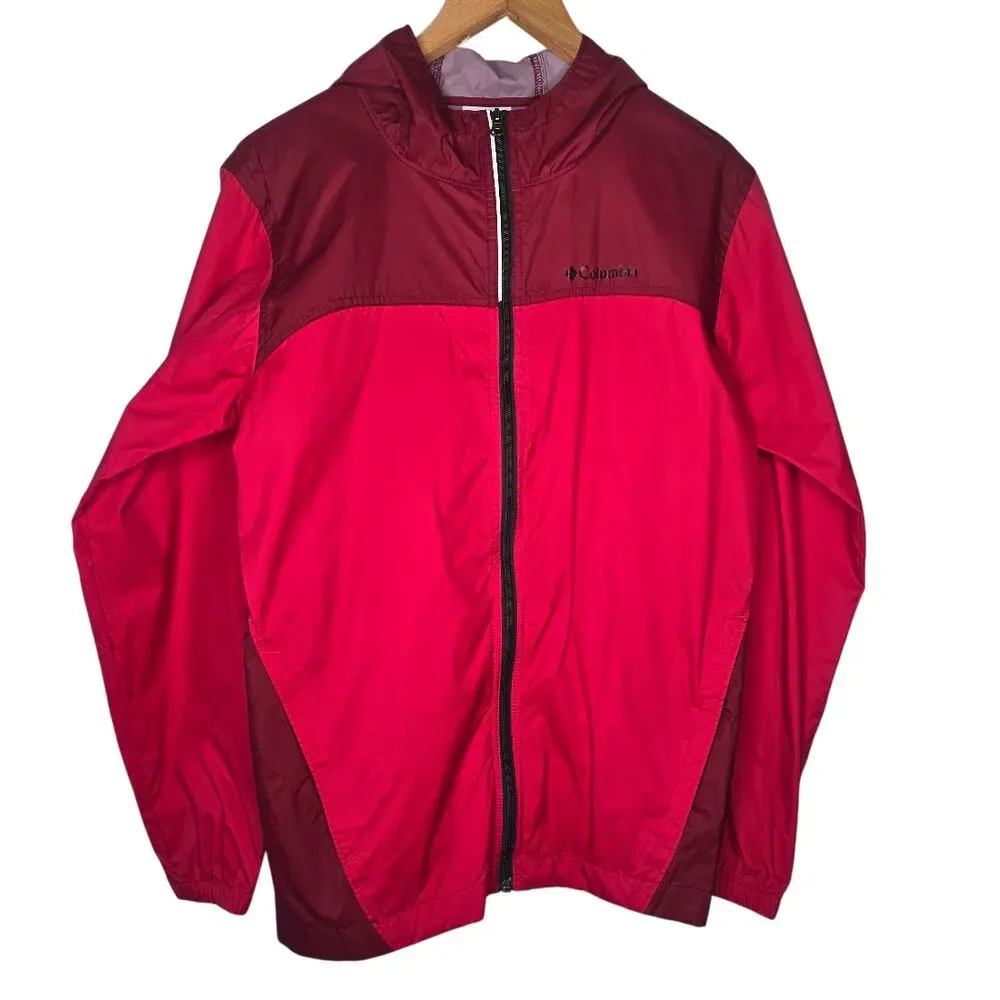 Columbia Windbreaker Jacket Kids XL 18/20 Red Maroon‎ Colorblock Gorpcore RB3416